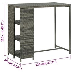 Masa de bar VidaXL 313477 (Grey) Thumb