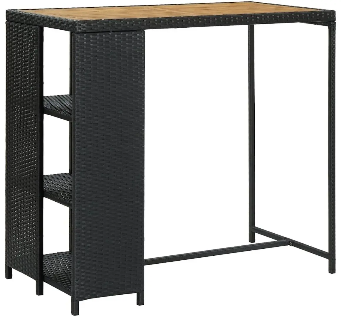 Masa de bar VidaXL 313478 (Black/Acacia)