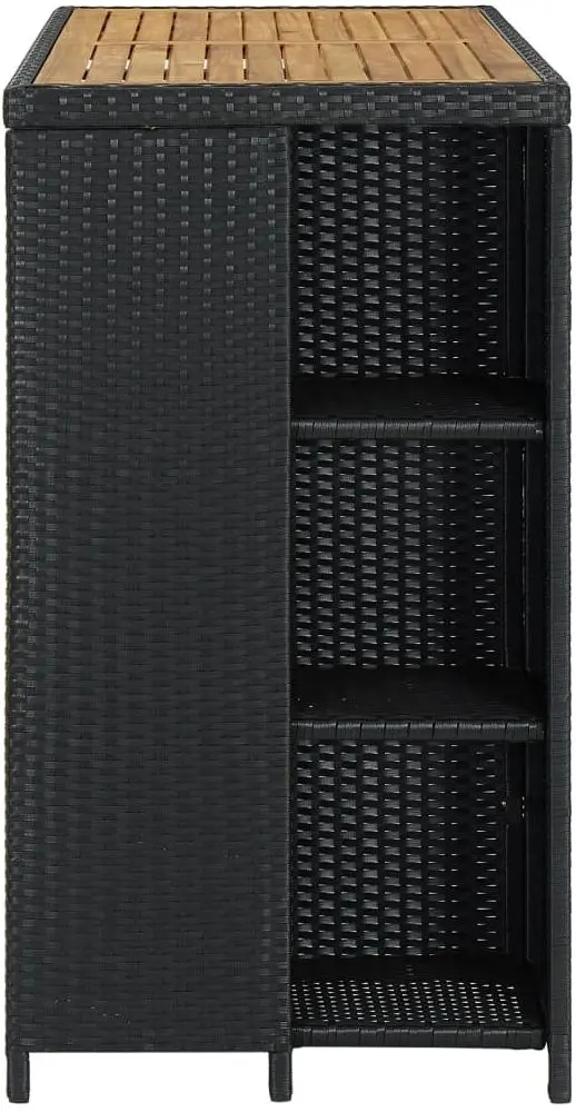 Masa de bar VidaXL 313478 (Black/Acacia)