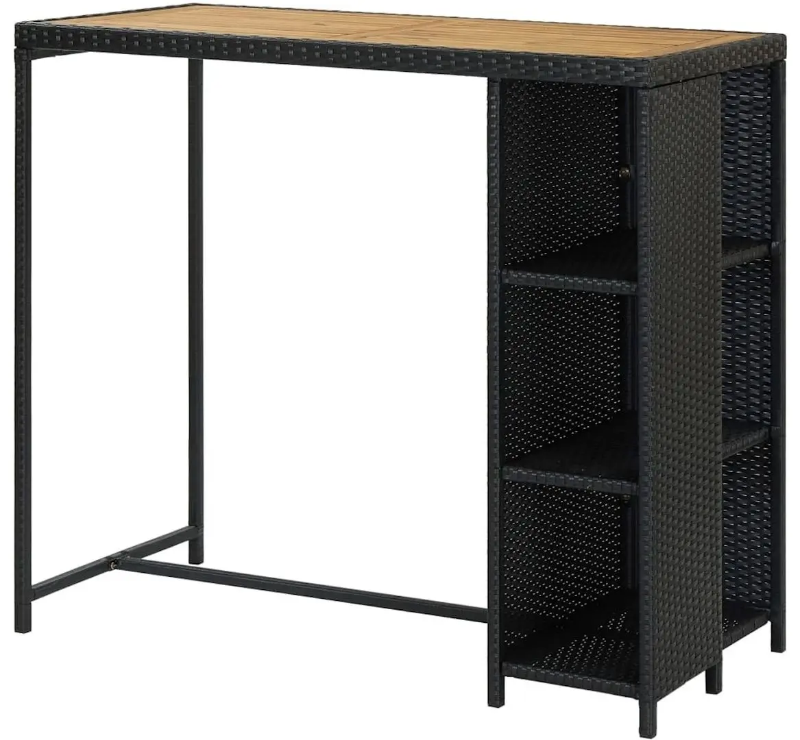 Masa de bar VidaXL 313478 (Black/Acacia)