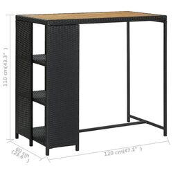 Masa de bar VidaXL 313478 (Black/Acacia) Thumb