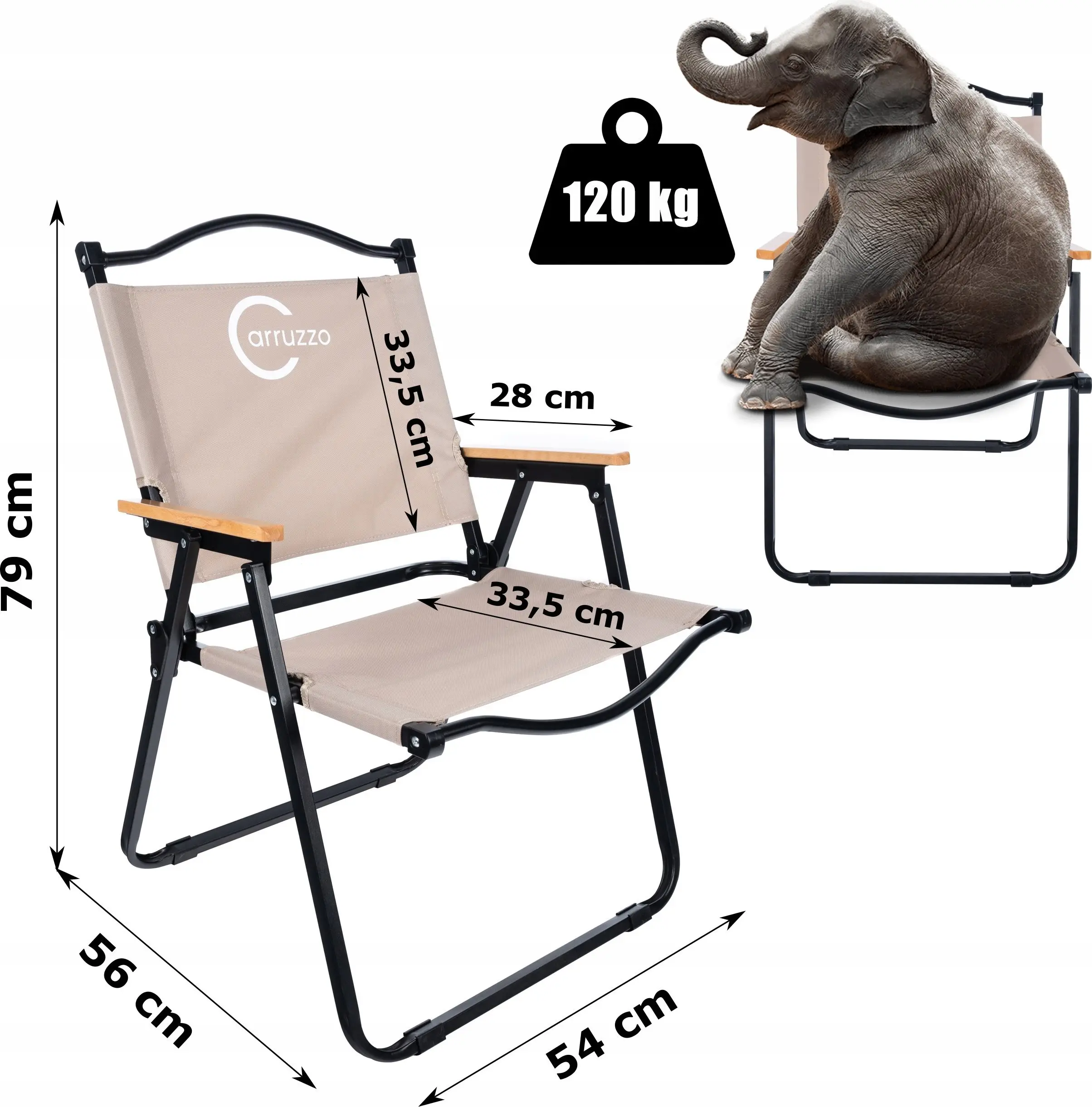 Складной стул Carruzzo Delux L66E2 (Beige/Black) - 3