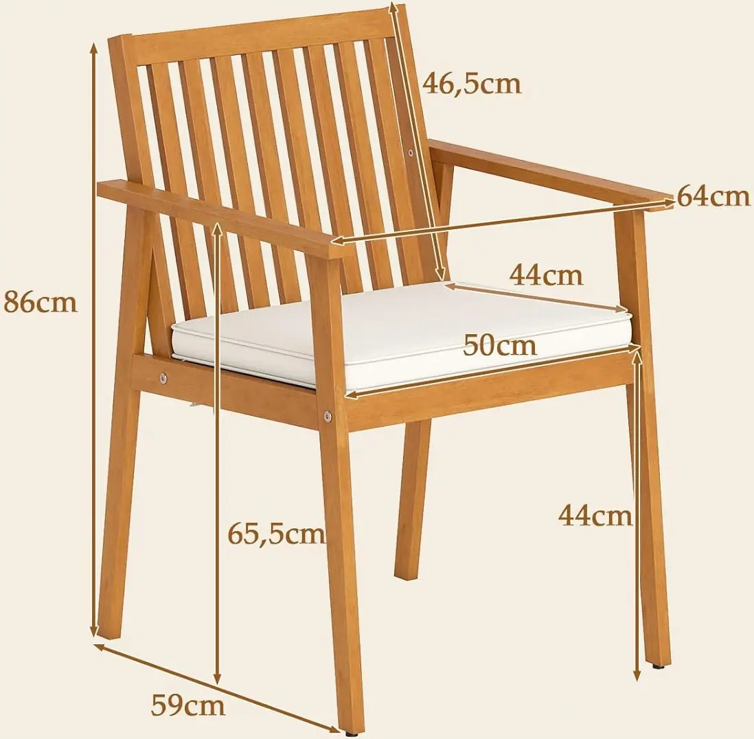 Set scaune de gradina Costway HW74386TK-2 (Natural/White) - 3
