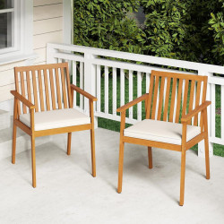 Set scaune de gradina Costway HW74386TK-2 (Natural/White)
