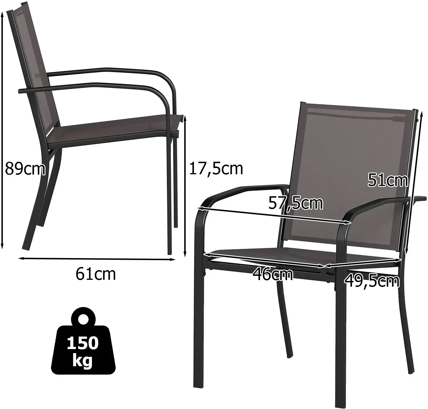 Комплект садовых стульев Costway NP12645GR-2 (Grey) - 3