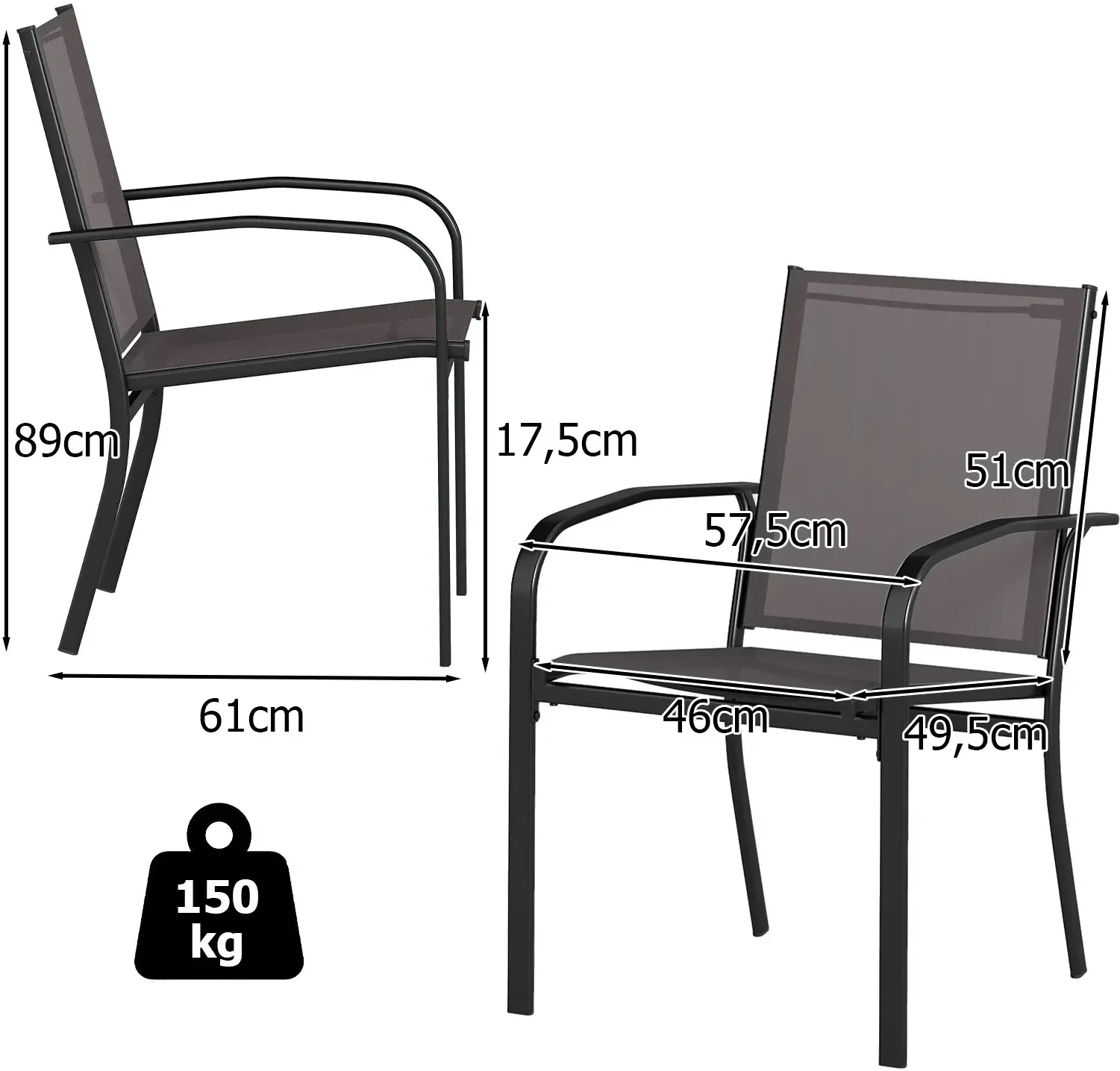Set scaune de gradina Costway NP12645GR-4 (Grey) - 3