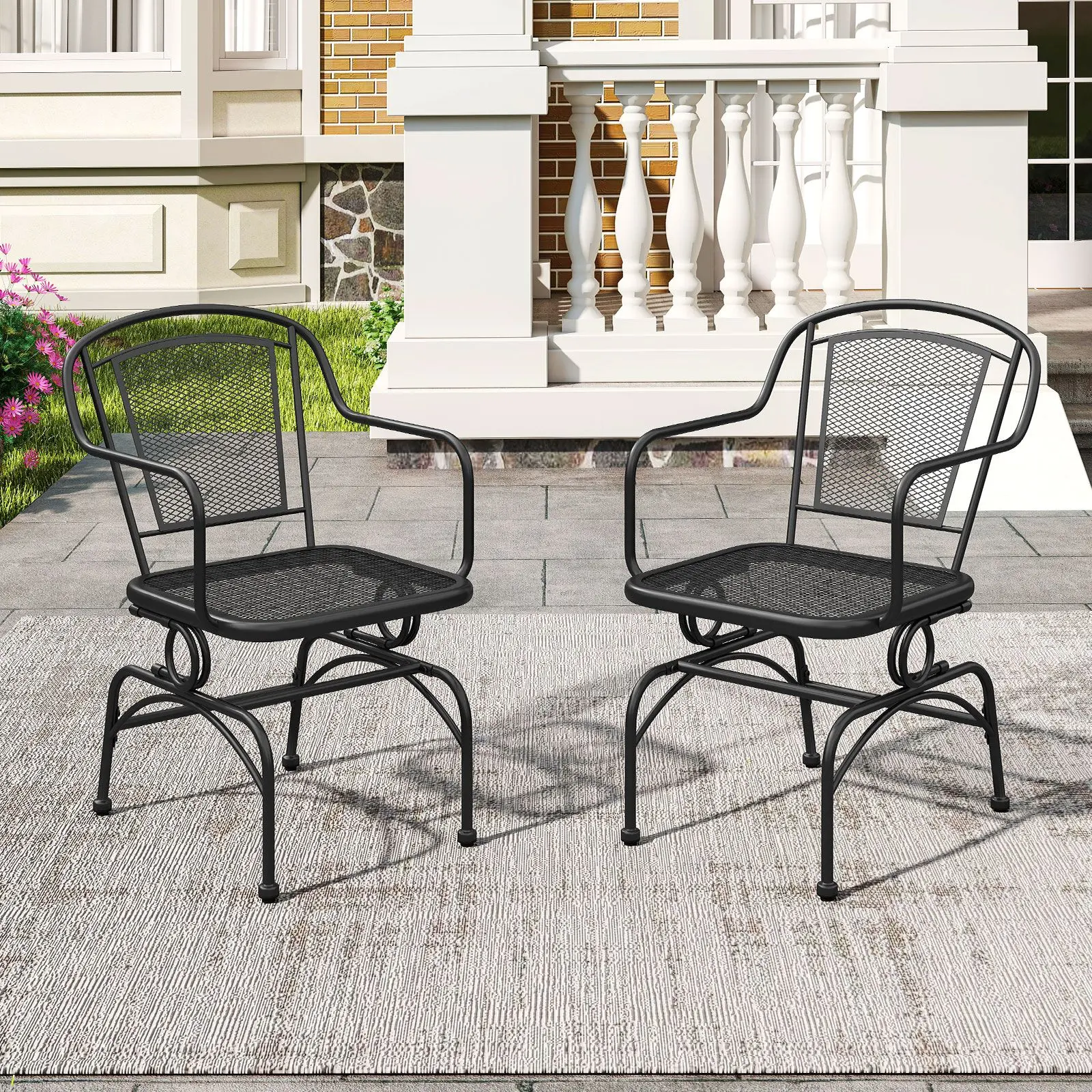 Комплект садовых стульев Costway NP12650DK-2 (Black) - 4