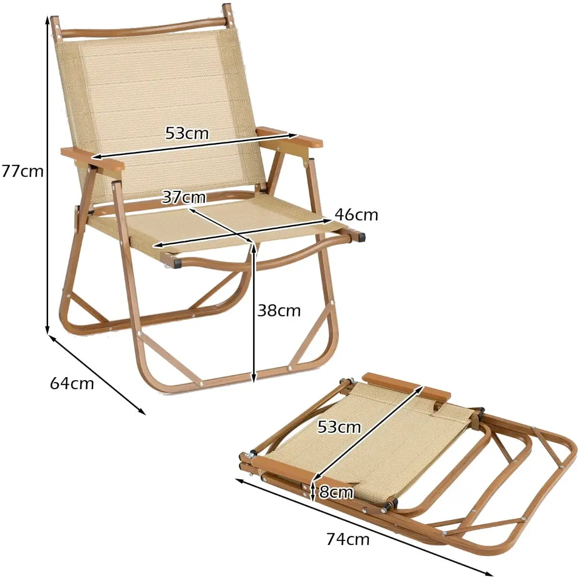 Set scaune pliabile Costway NP12051BE-2 (Beige) - 3