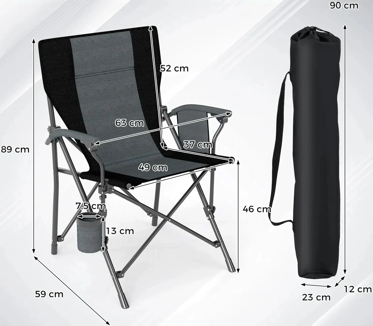 Set scaune pliabile Costway NP12473DK-2 (Gray/Black) - 3