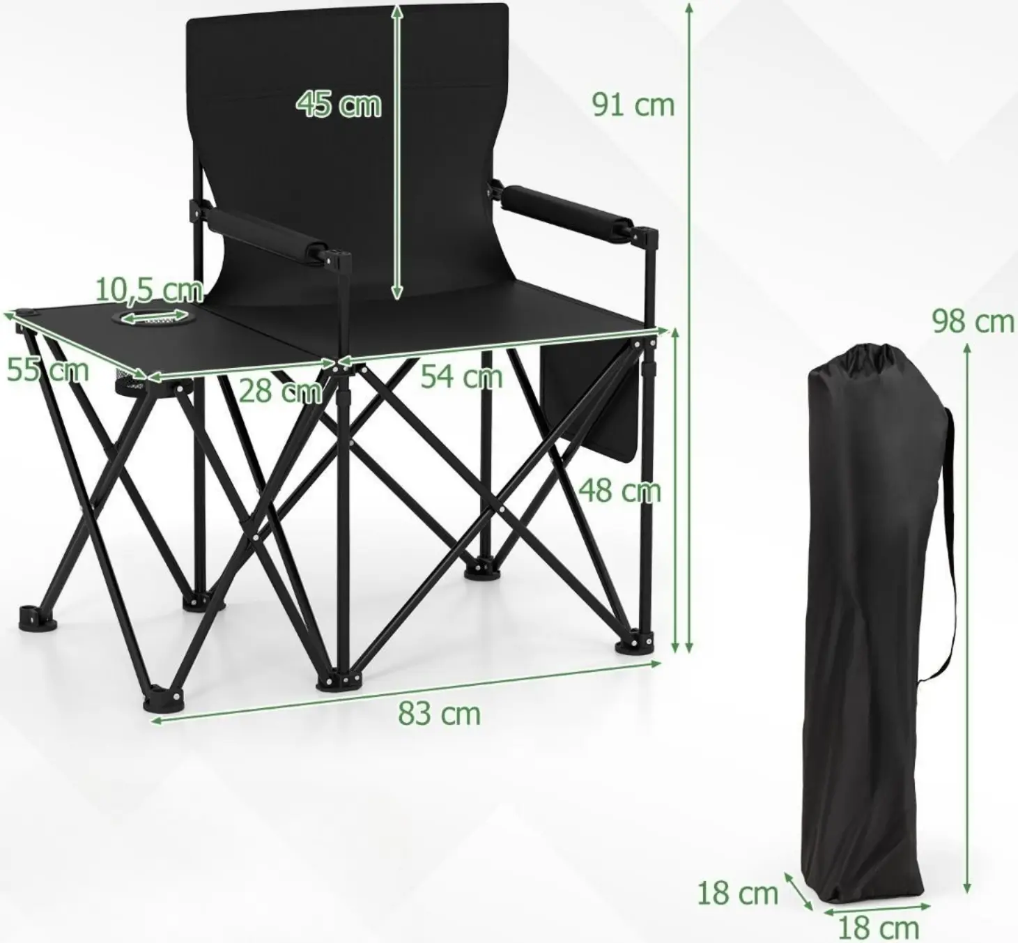 Комплект складных стульев Costway NP12552BK-2 (Black) - 3