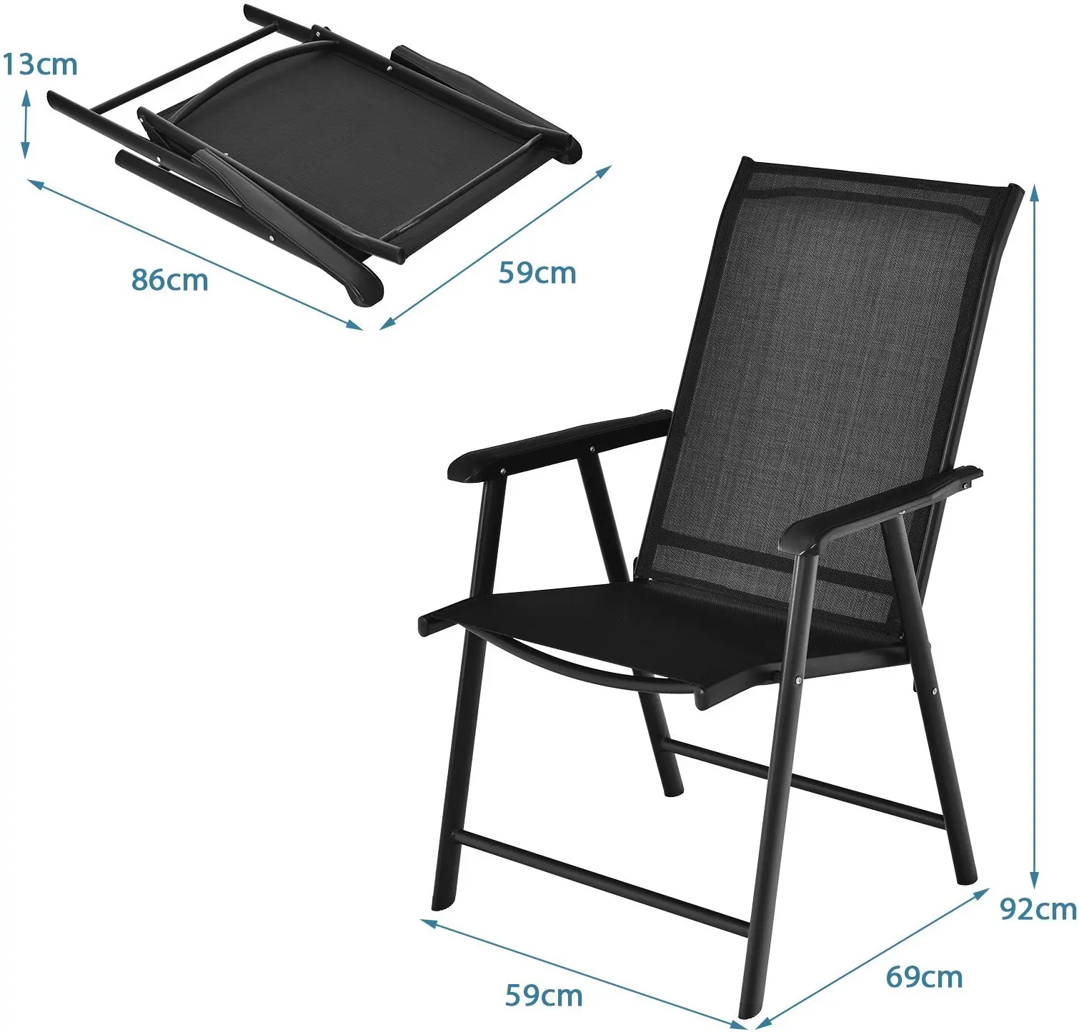 Комплект складных стульев Costway OP3097BK-2 (Black) - 4