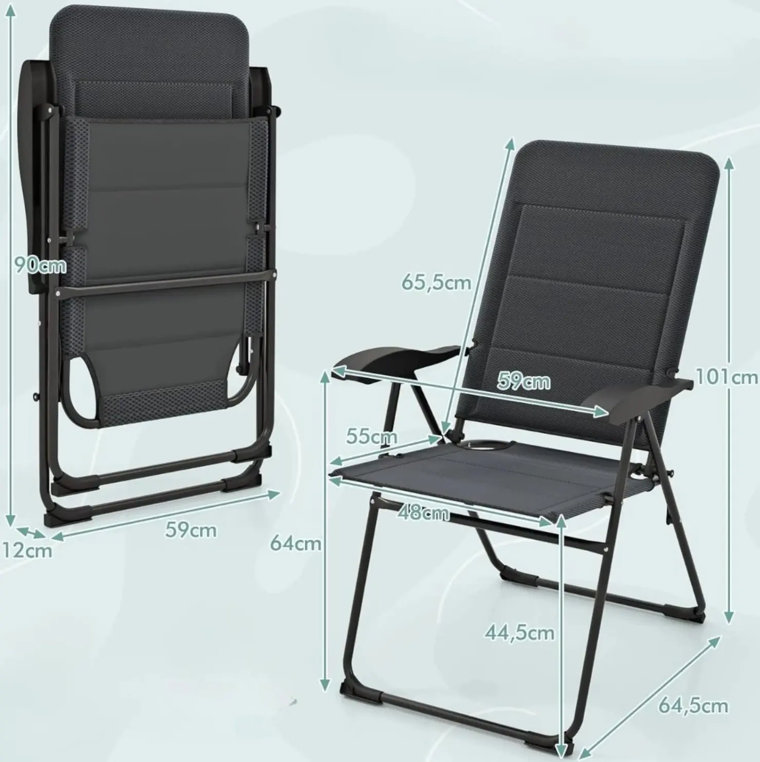 Set scaune pliabile Costway OP70271GR-2 (Grey) - 3