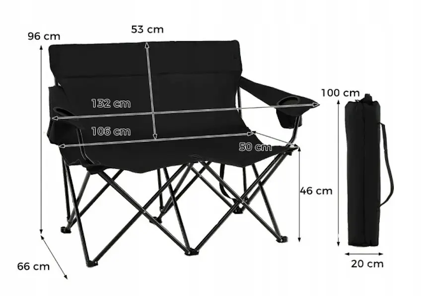 Кресло складное Costway NP12404DK (Black) - 3