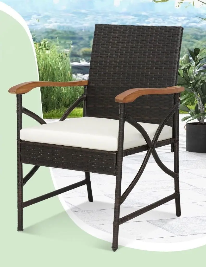 Set scaune de gradina Costway HW70832-2 (Brown/Ivory)