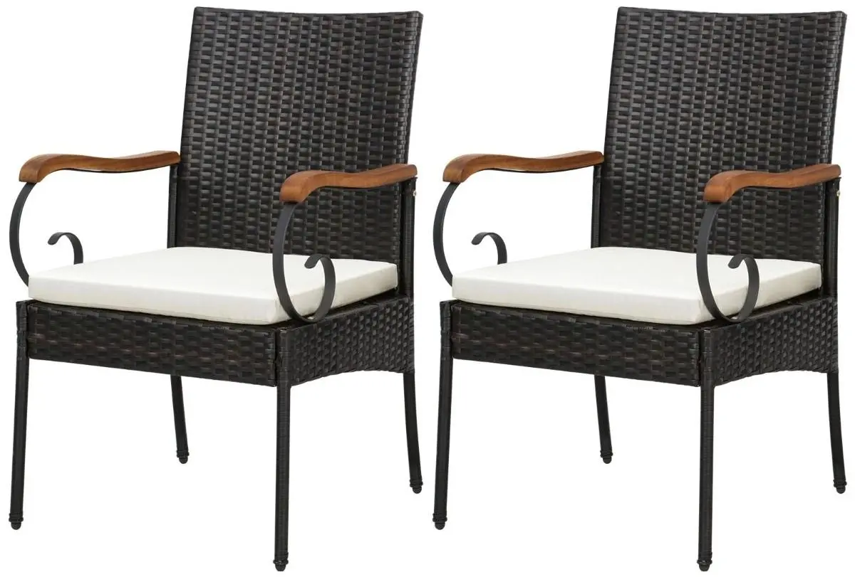 Set scaune de gradina Costway HW70833-2 (Brown/Ivory)