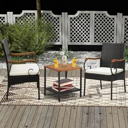 Set scaune de gradina Costway HW70833-2 (Brown/Ivory)