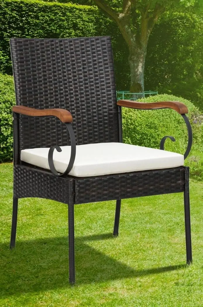 Set scaune de gradina Costway HW70833-2 (Brown/Ivory)