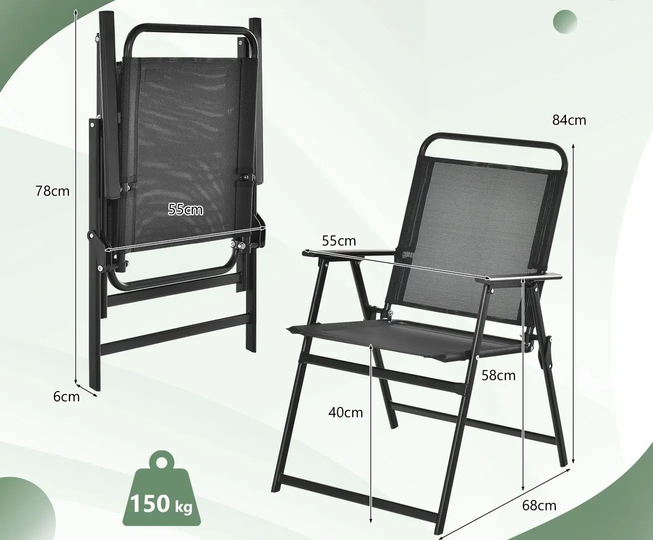 Set scaune de gradina Costway NP11144DK-4 (Black)