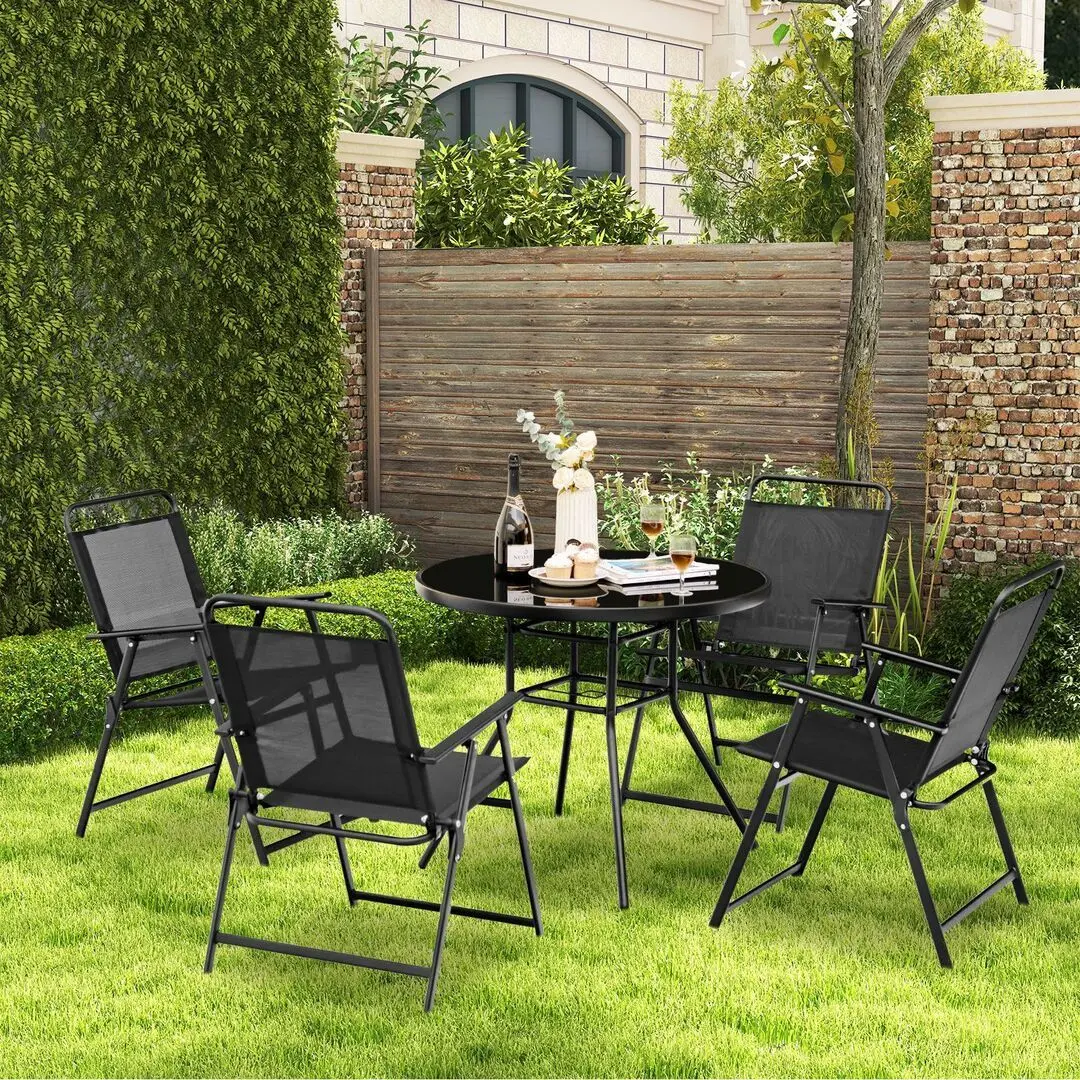 Set scaune de gradina Costway NP11144DK-4 (Black)