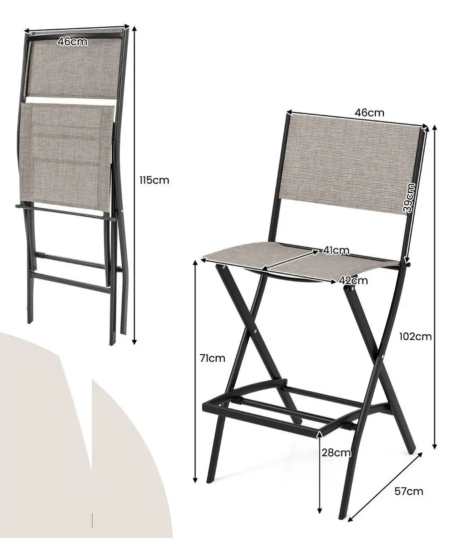 Набор садовых стульев Costway NP11341CF-2 (Black/Brown) - 3