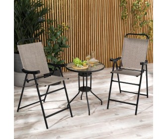 Set scaune de gradina Costway NP11342CF-2 (Black/Brown)