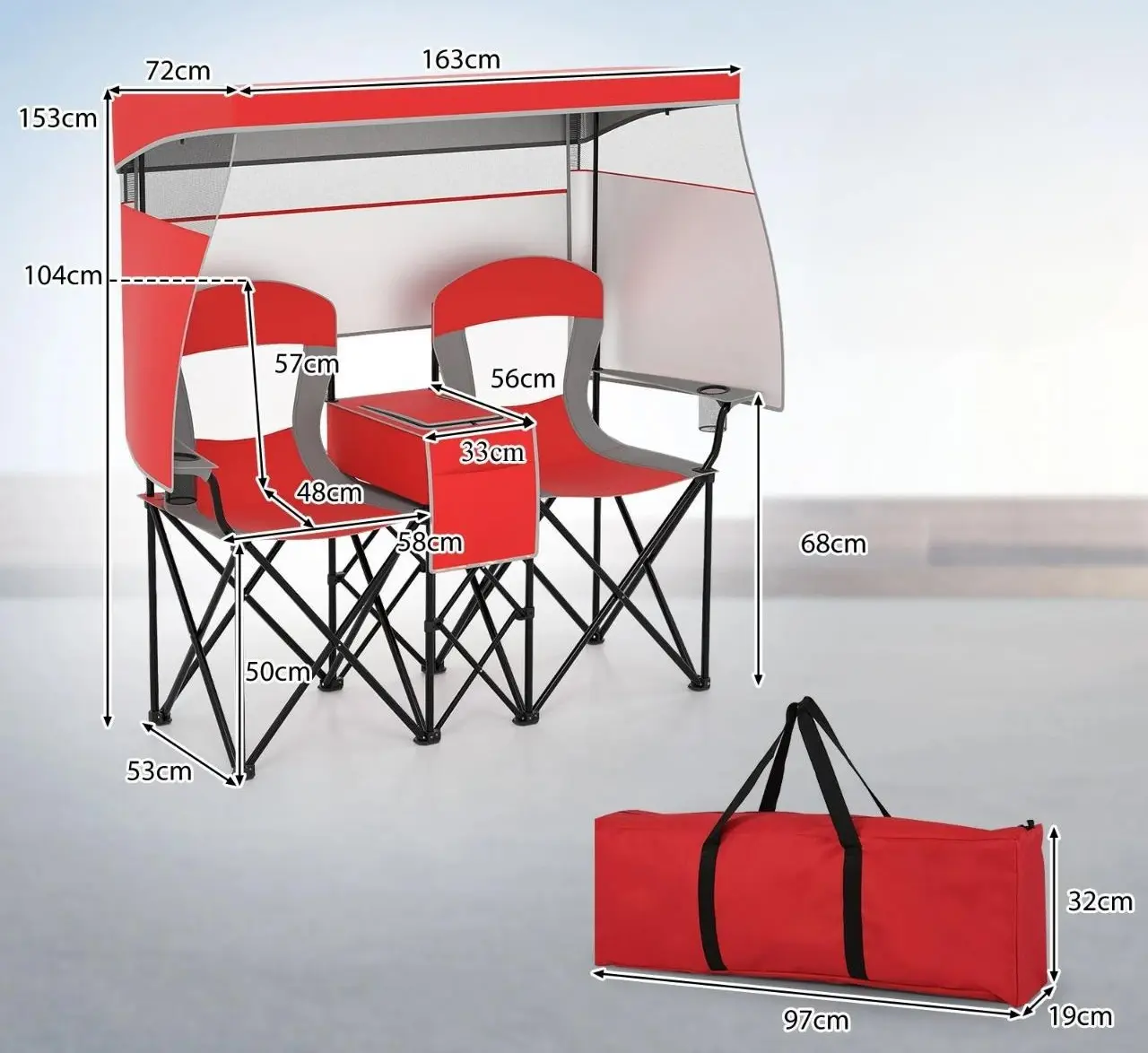 Набор садовых стульев Costway NP12644RE (Red) - 3