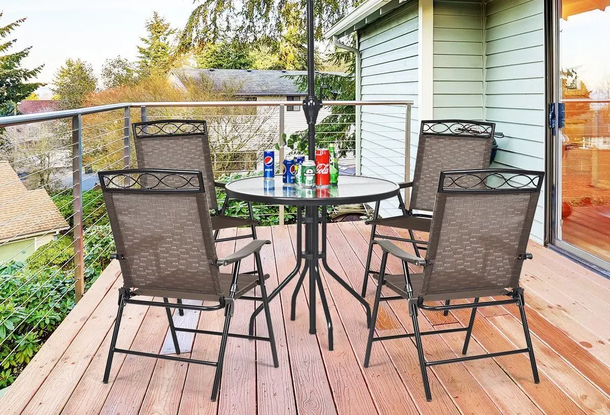 Set scaune de gradina Costway OP70338 (Brown) - 7