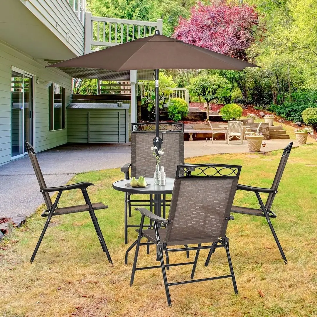 Set scaune de gradina Costway OP70338 (Brown) - 6