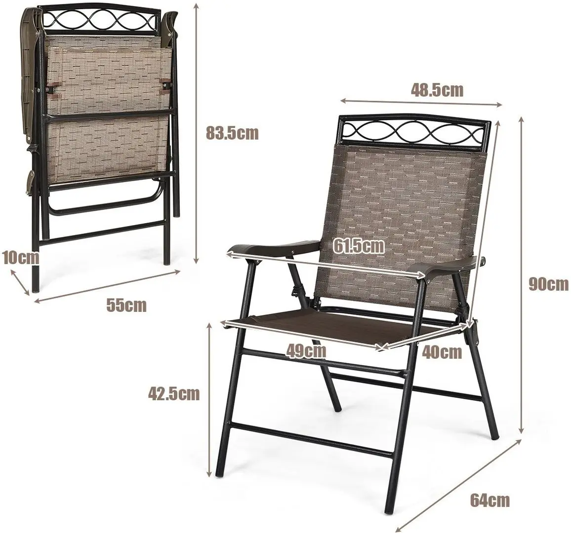 Set scaune de gradina Costway OP70338 (Brown) - 2