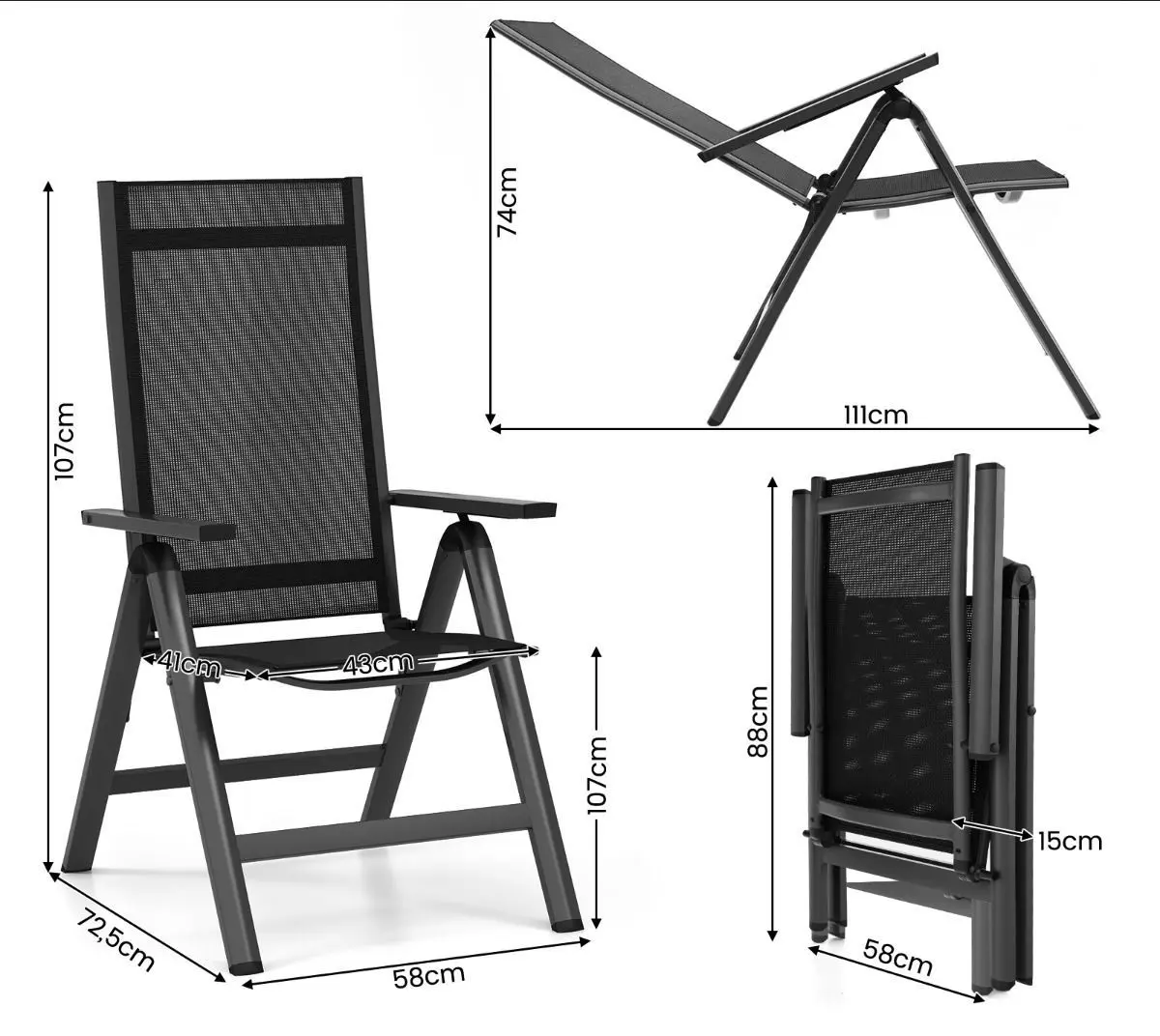 Scaun de gradina Costway NP11442DK-1 (Black)