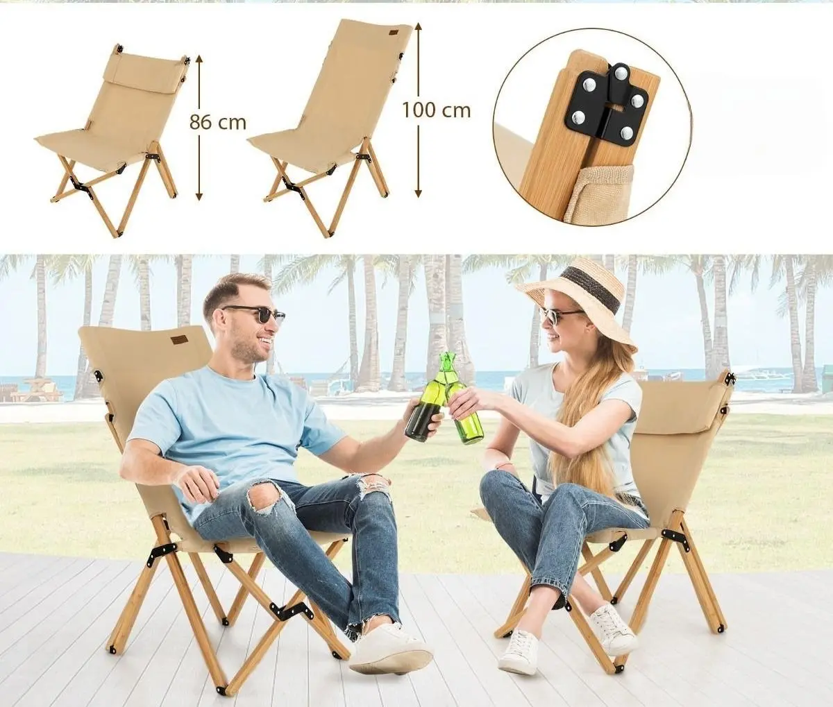 Складной стул Costway NP11721CF-1 (Natural)