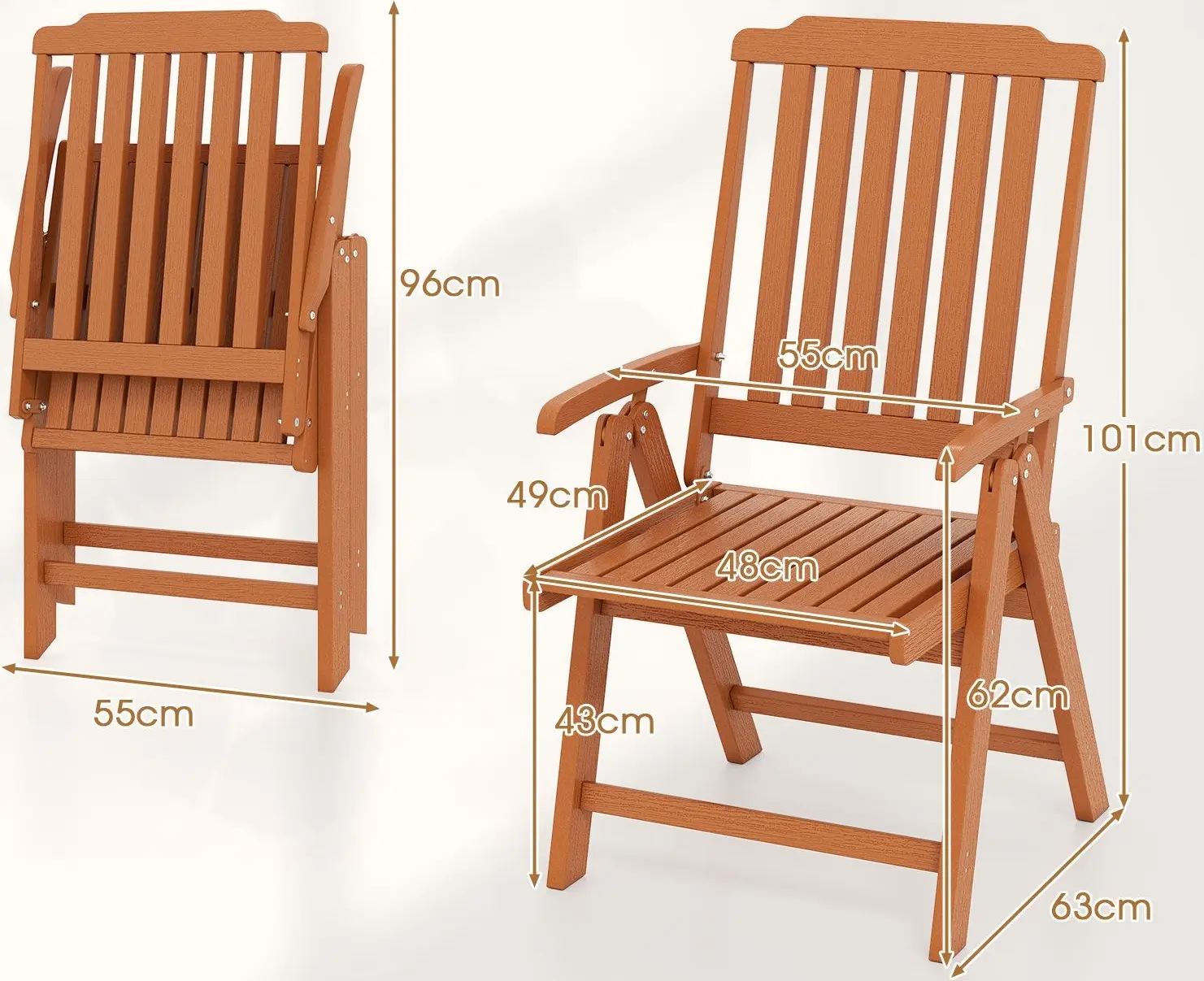 Scaun pliabil Costway NP11916BN (Brown) - 3