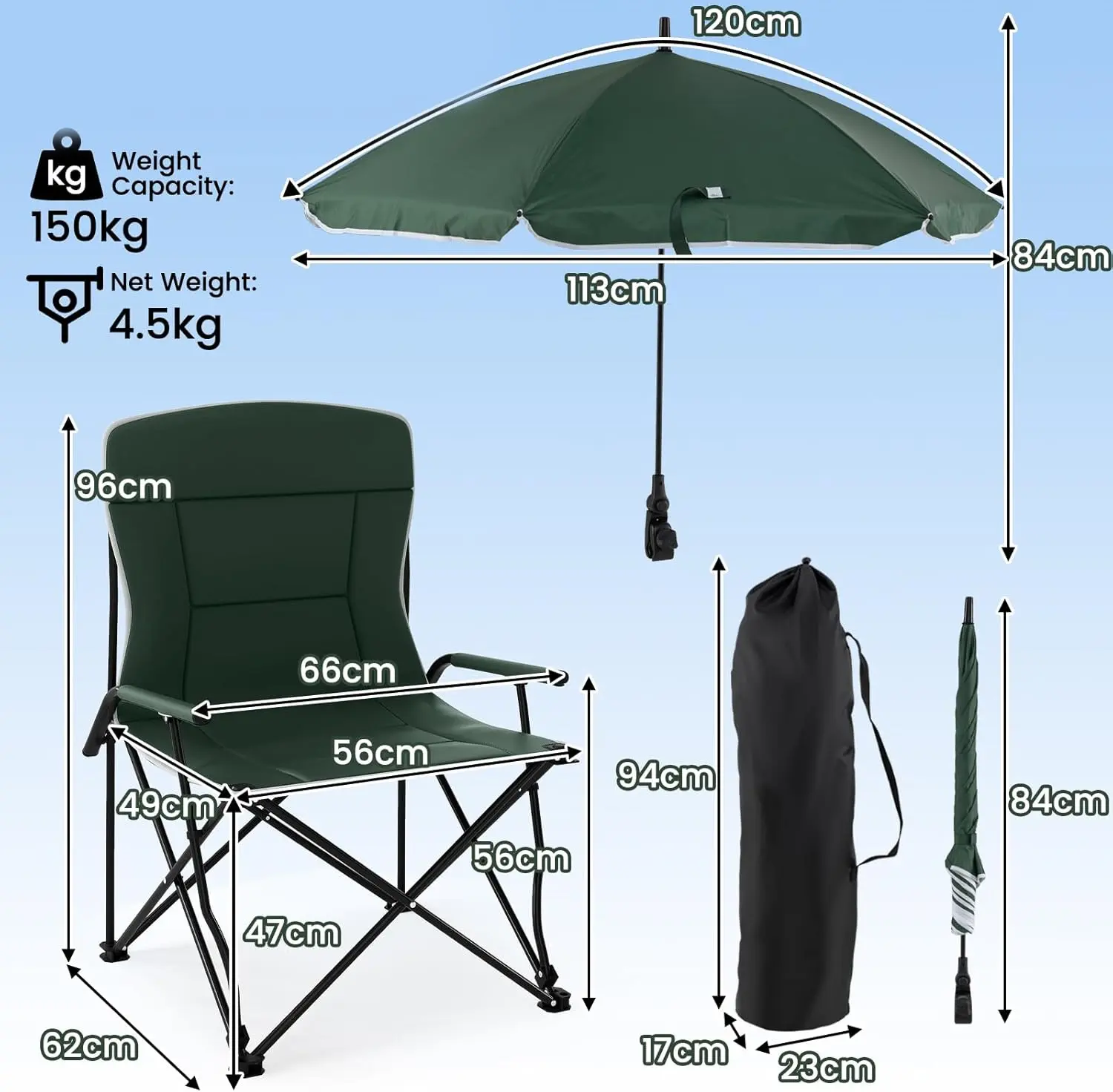 Складной стул Costway NP12371GN (Dark Green) - 2