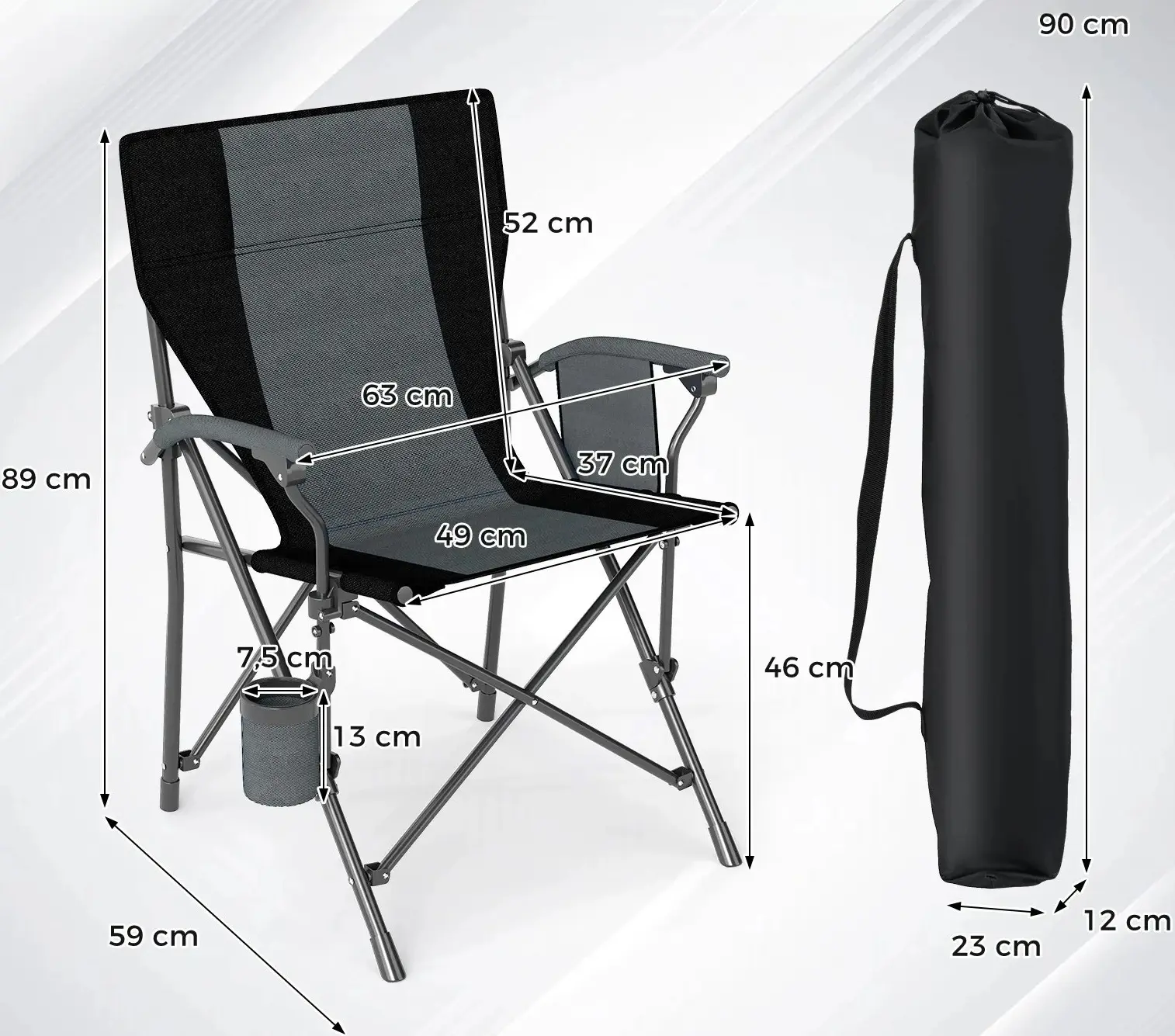 Scaun pliabil Costway NP12473DK-1 (Black/Grey) - 2