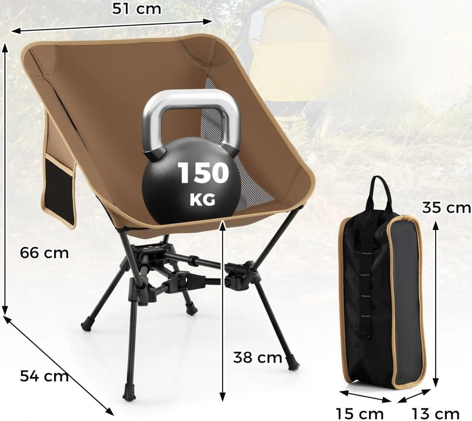 Складной стул Costway NP12486CF (Brown) - 3