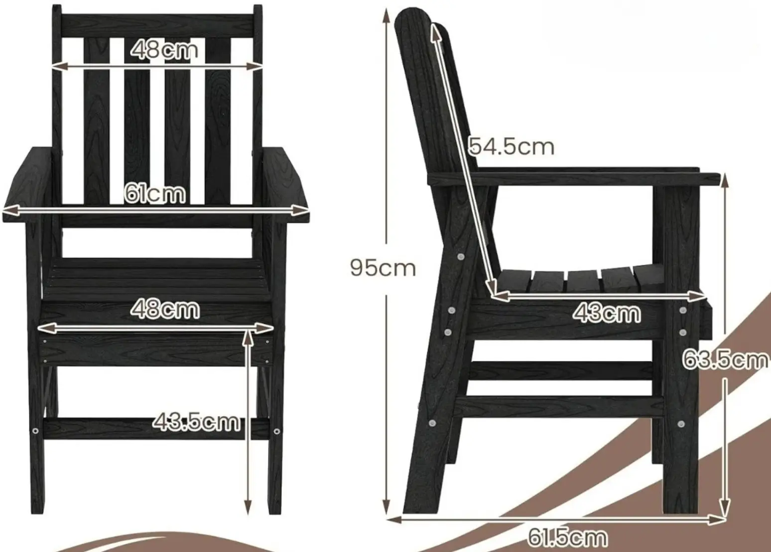 Scaun Costway NP12507BK-1 (Black) - 3