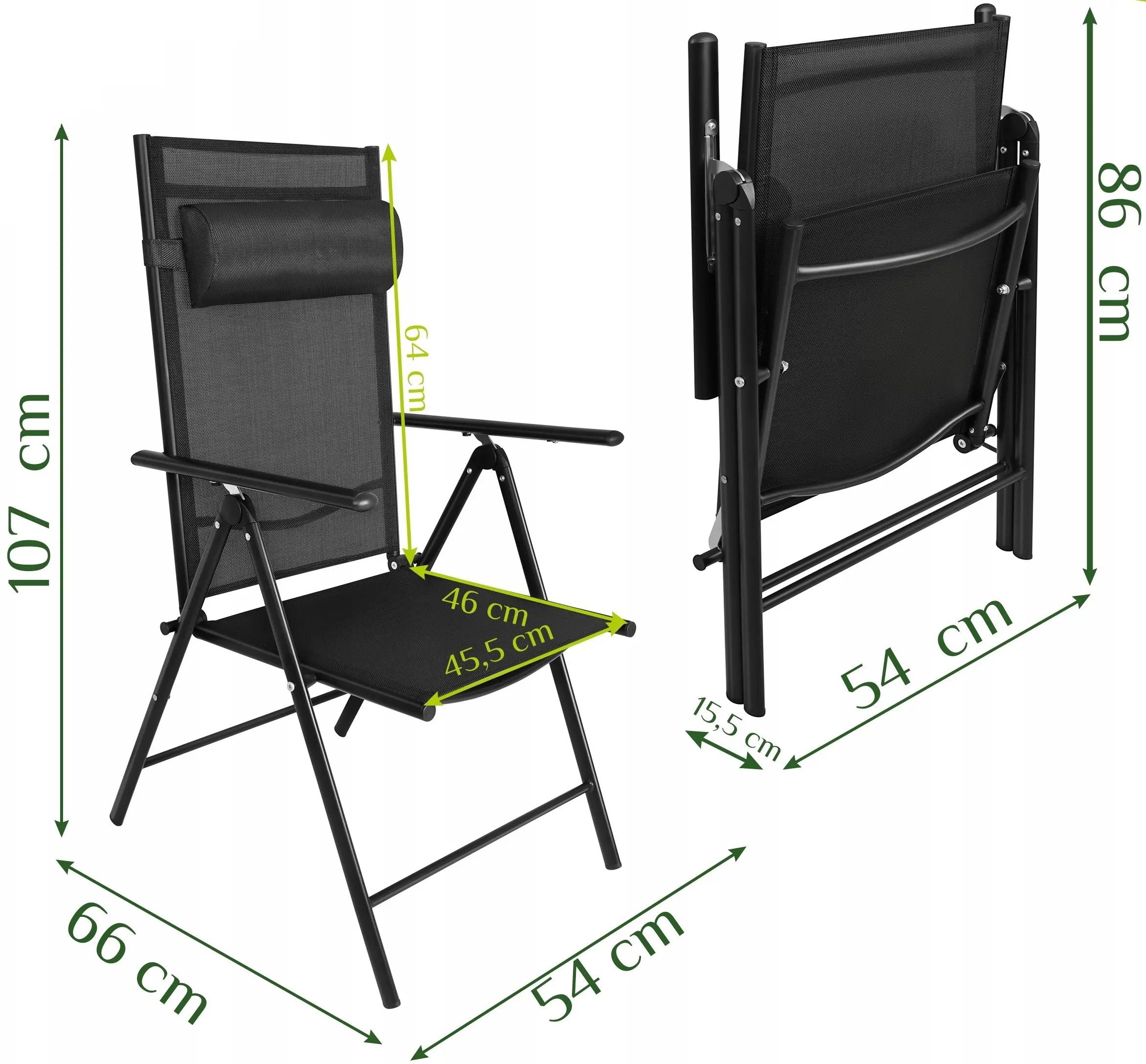 Set scaune pliabile Gardlov 27674 (Black) - 10