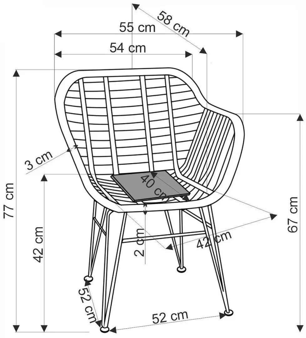 Scaun de gradina Halmar K541 (Natural/Black/Grey)