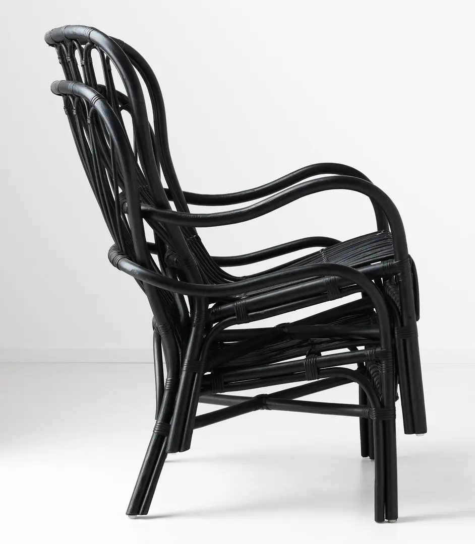 Кресло Ikea Storsele высокая спинка (Ротанг/Черный)