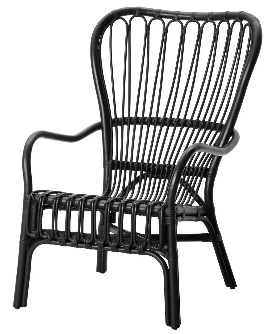 Кресло Ikea Storsele высокая спинка (Ротанг/Черный)