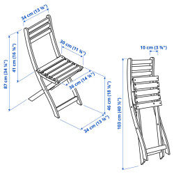 Scaun de gradina cu perna Ikea Askholmen/Klosan (Maro/Albastru) Thumb