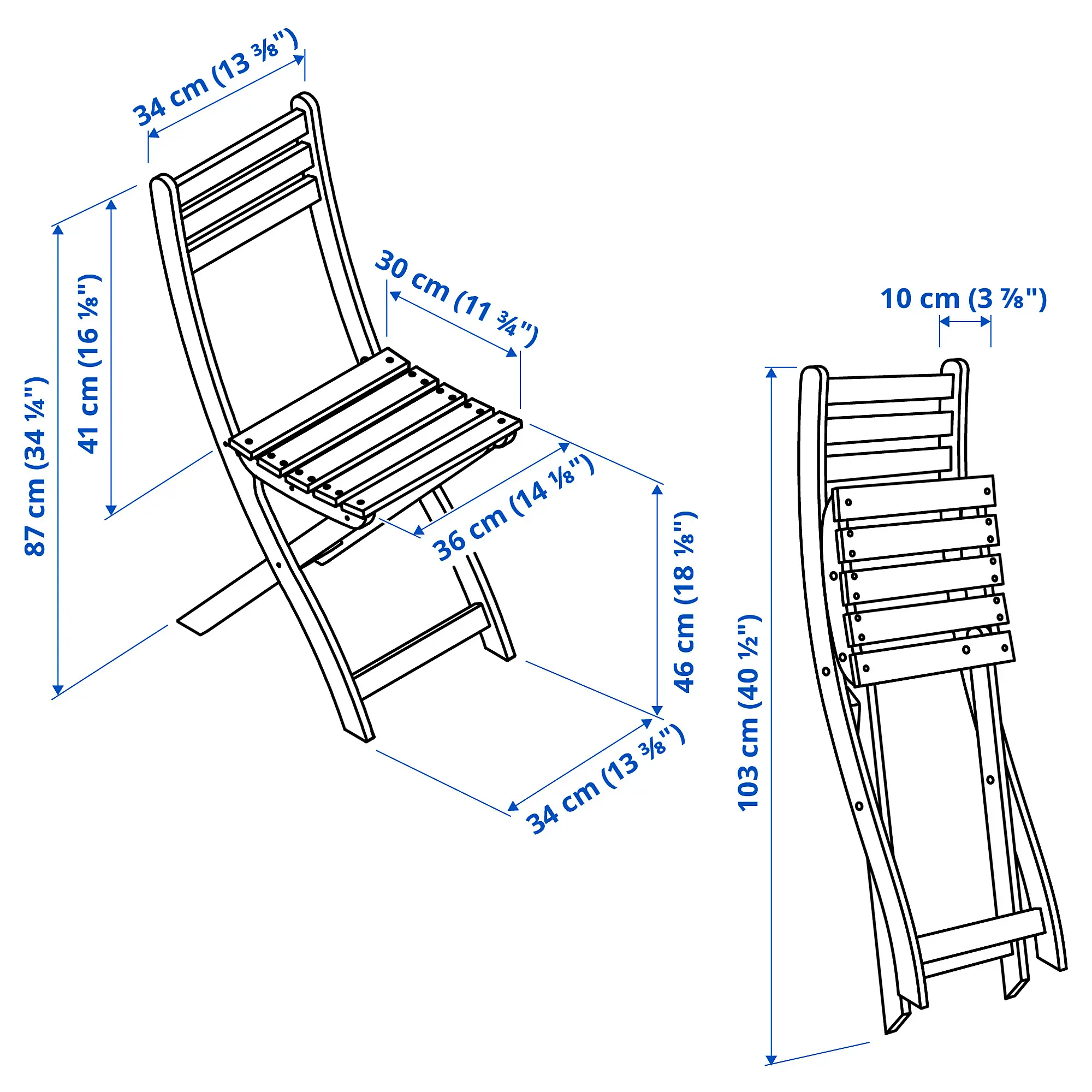 Scaun de gradina cu perna Ikea Askholmen/Klosan (Maro/Albastru) - 3