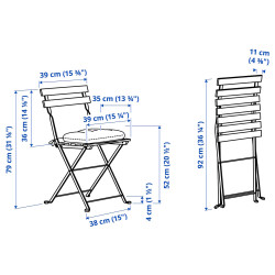 Scaun de gradina cu perna Ikea Tarno/Klosan (Maro deschis/Albastru) Thumb