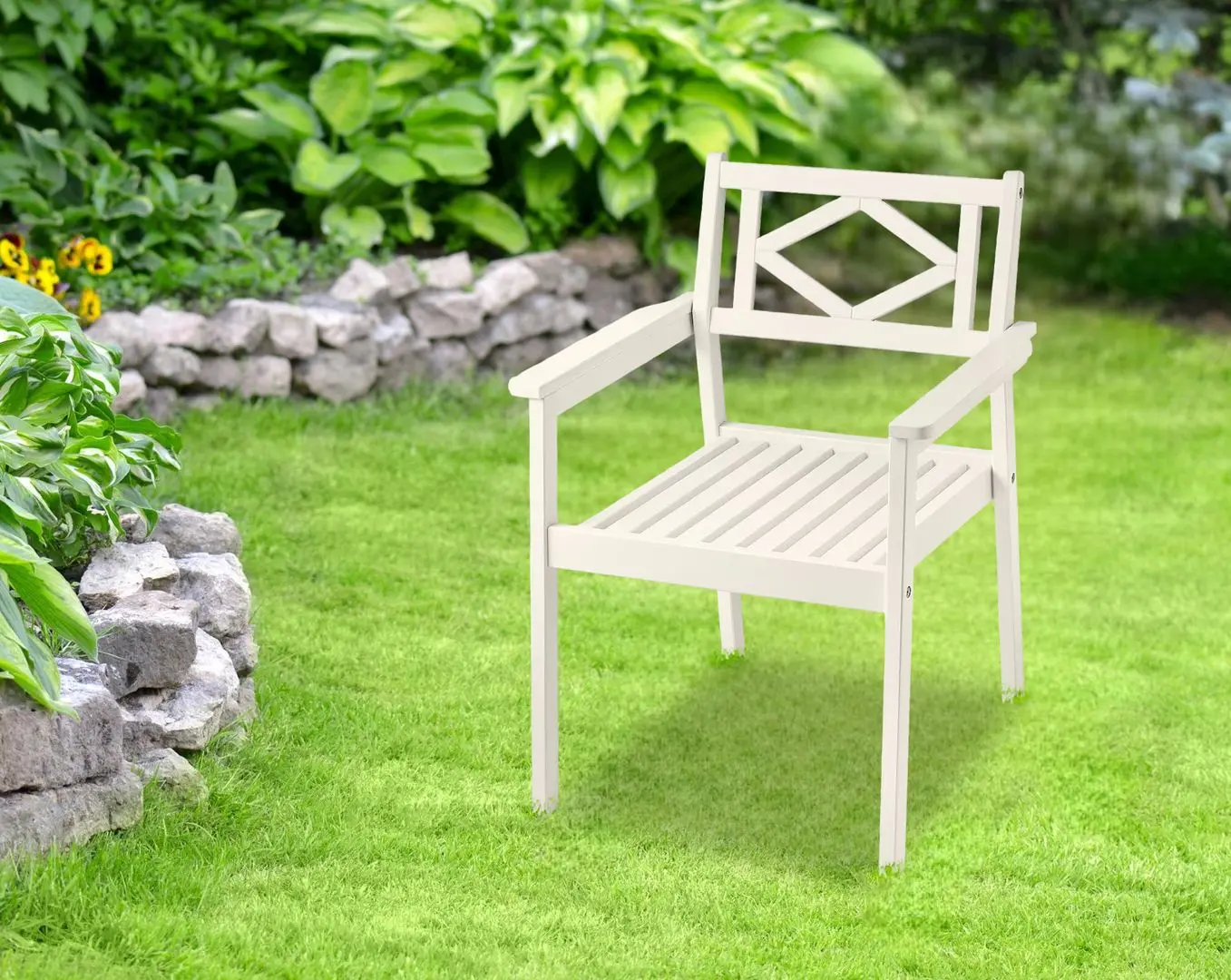 Scaun Ikea Bondholmen cu brate (Alb-Bej)