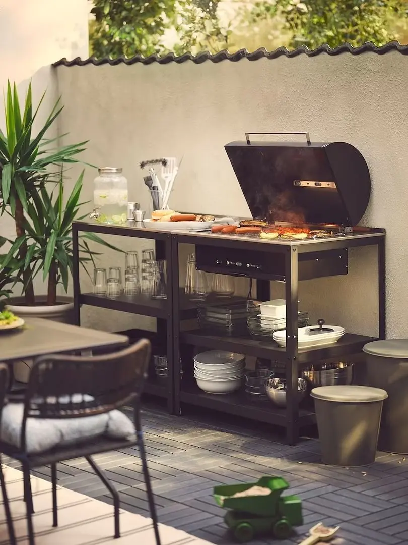 Scaun Ikea Lacko cu brate (Gri Inchis/Klosan Albastru)