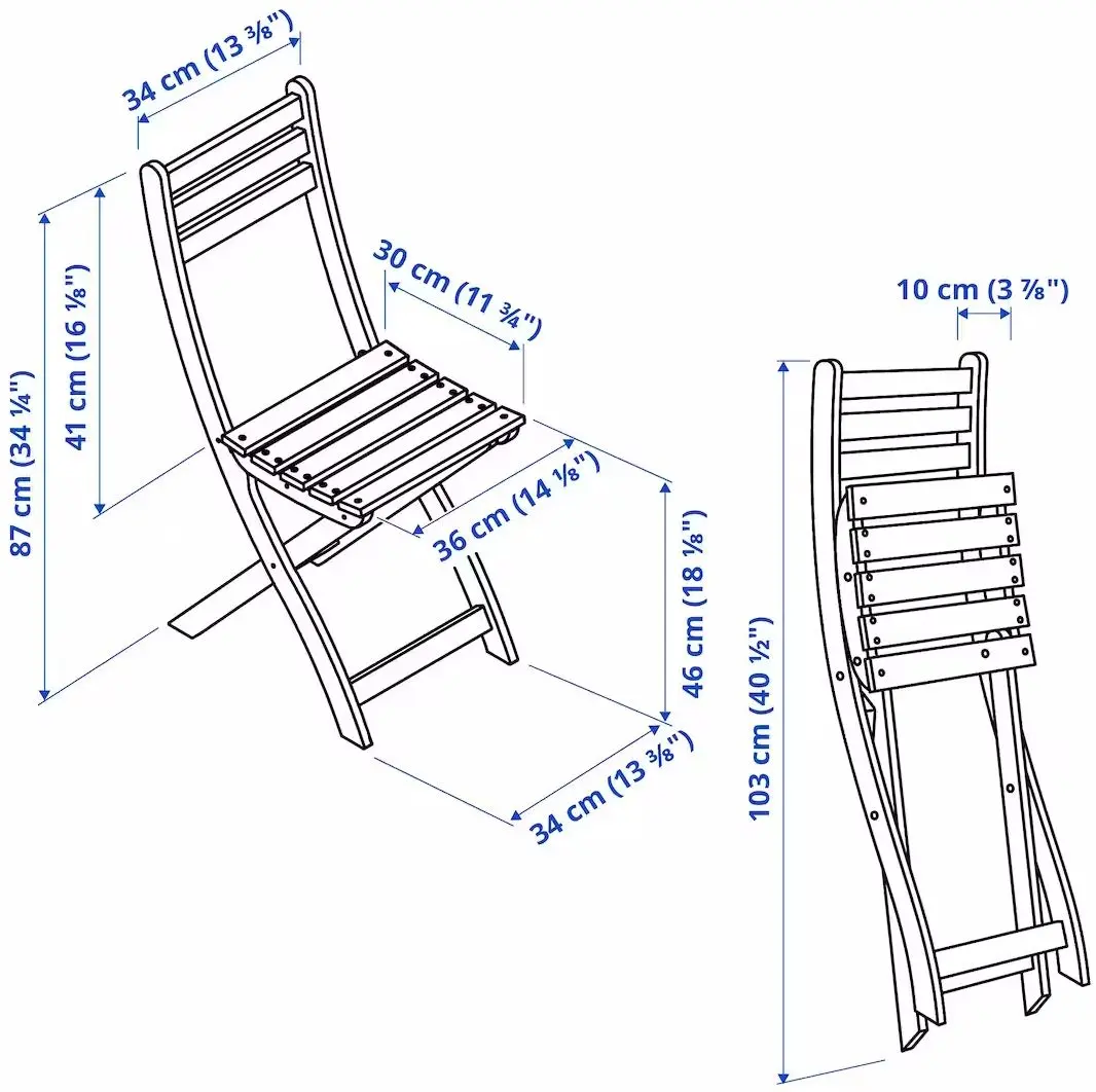 Scaun pliant Ikea Askholmen/Klosan (Maro Inchis/Albastru)