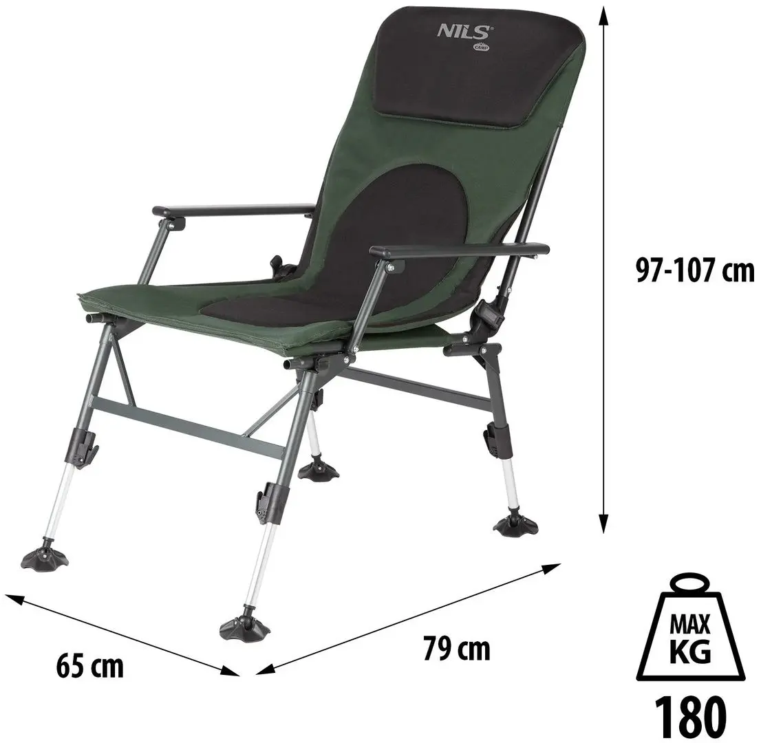 Складной стул Nils Camp NC1801 (Dark Green/Grey)