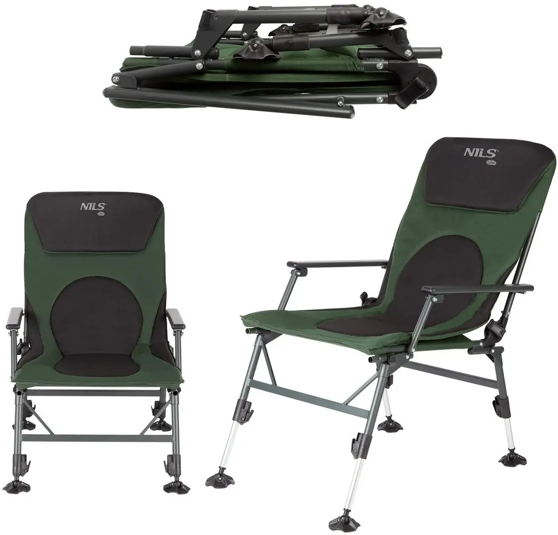 Складной стул Nils Camp NC1801 (Dark Green/Grey)