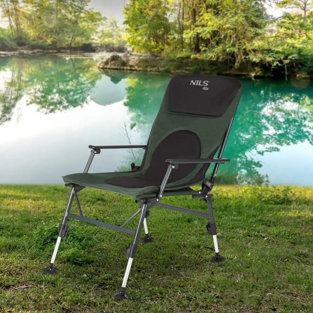Складной стул Nils Camp NC1801 (Dark Green/Grey)