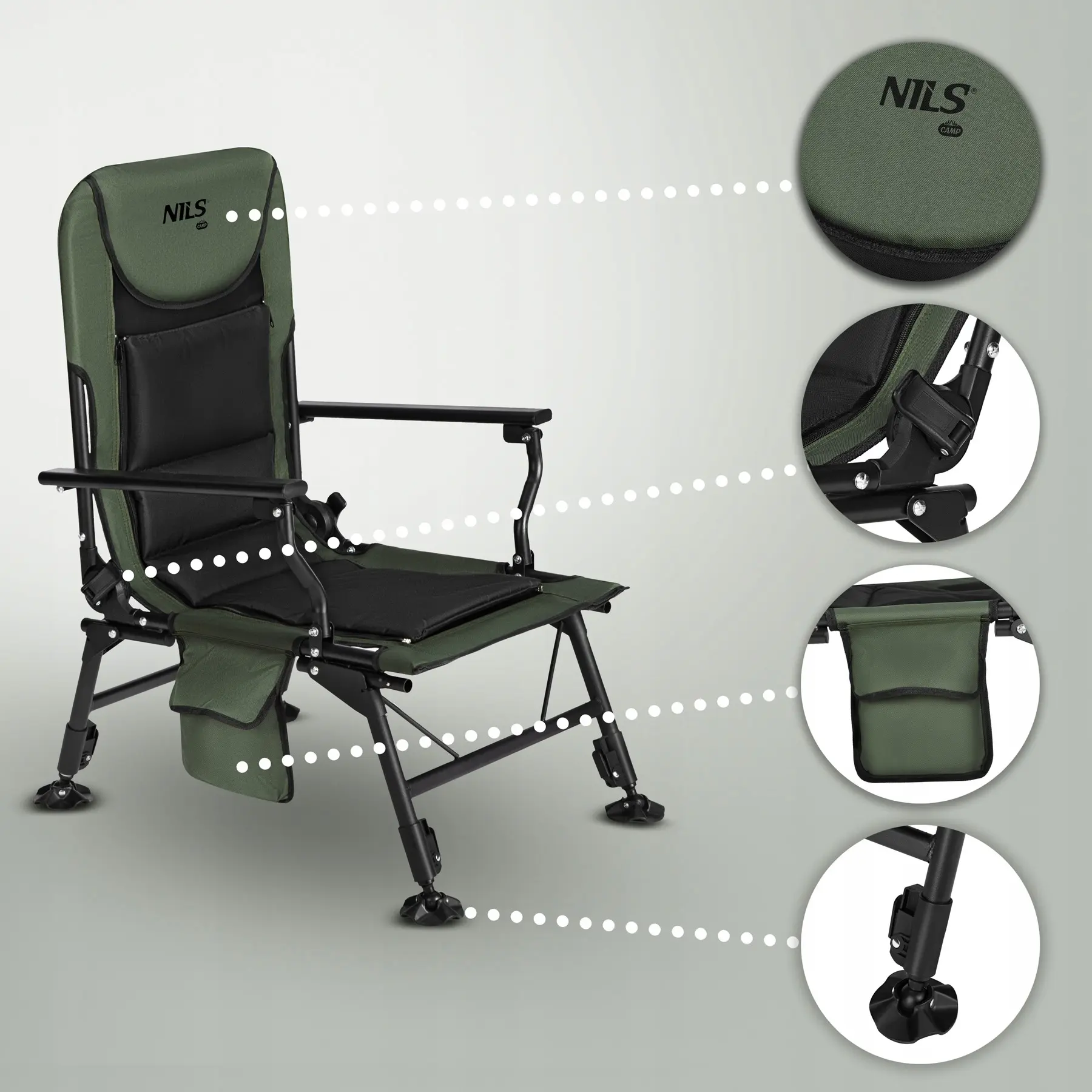 Scaun pliabil Nils Camp NC2703 (Green/Black) - 9